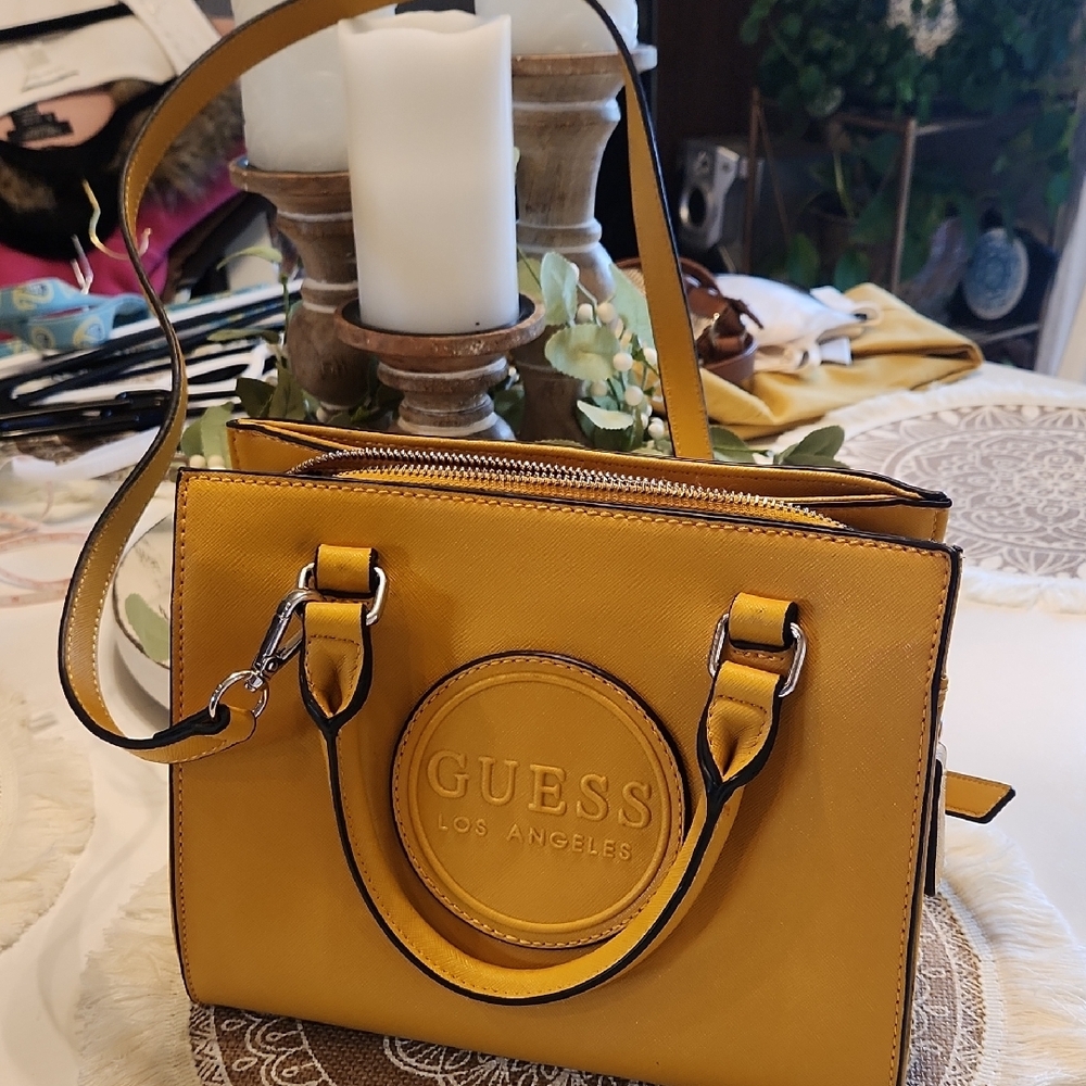 Guess Yellow Satchel Bag